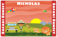 Thumbnail for Personalized Safari / Zoo Placemat VIII - Safari Sunset - Black Boy I -  View