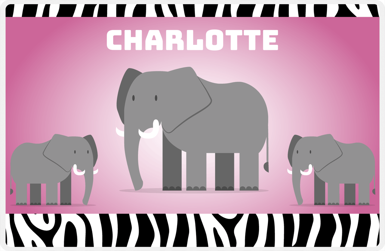 Personalized Safari / Zoo Placemat X - Safari Animals - Elephants -  View