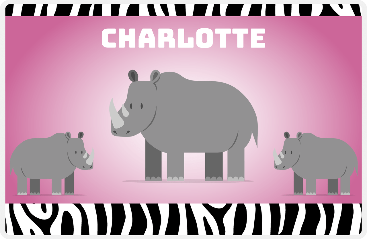 Personalized Safari / Zoo Placemat X - Safari Animals - Rhinos -  View
