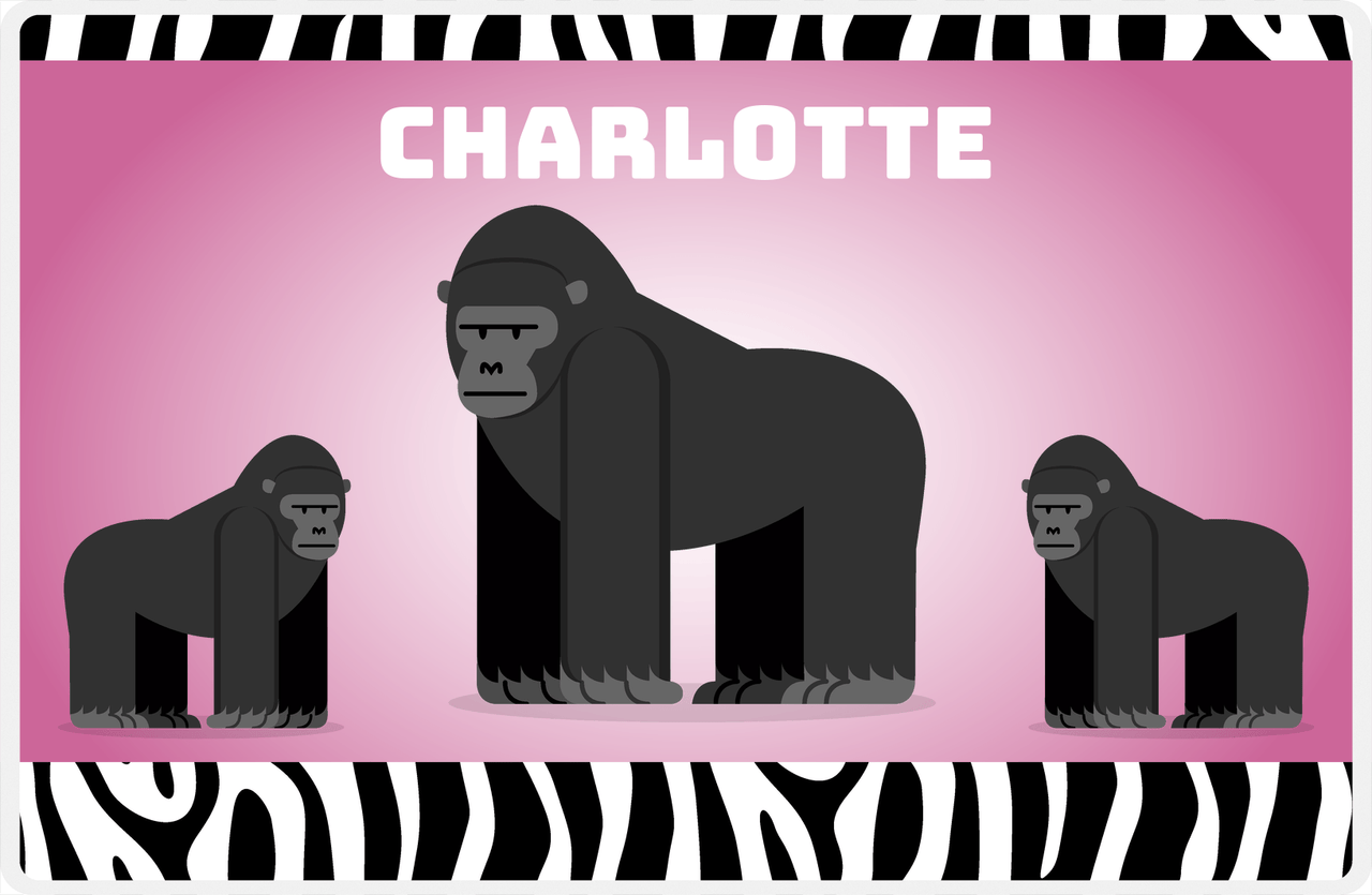 Personalized Safari / Zoo Placemat X - Safari Animals - Gorillas -  View