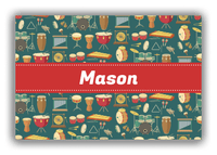 Thumbnail for Personalized School Band Canvas Wrap & Photo Print II - Dark Teal Background - Ribbon Nameplate - Front View