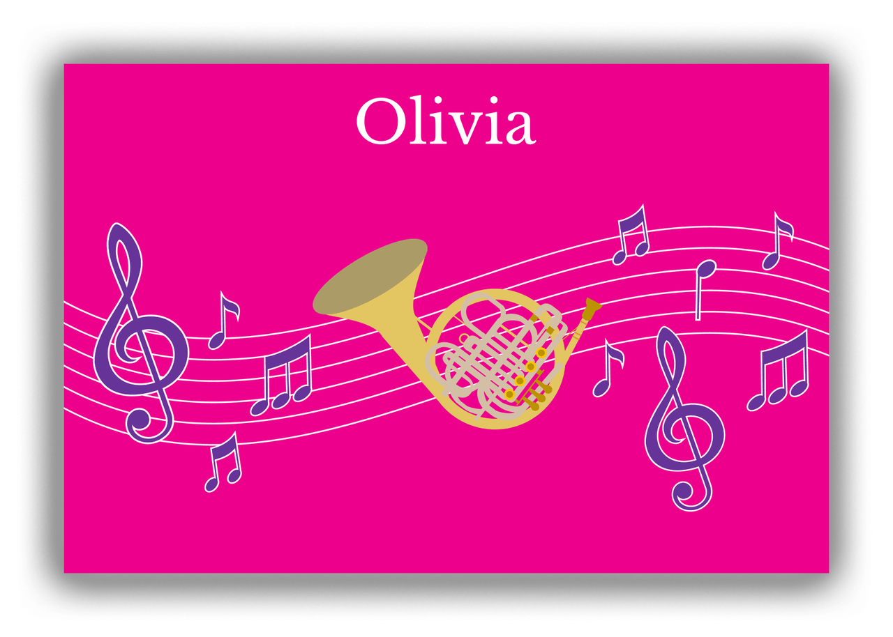 Personalized School Band Canvas Wrap & Photo Print V - Pink Background - French Horn - Front View