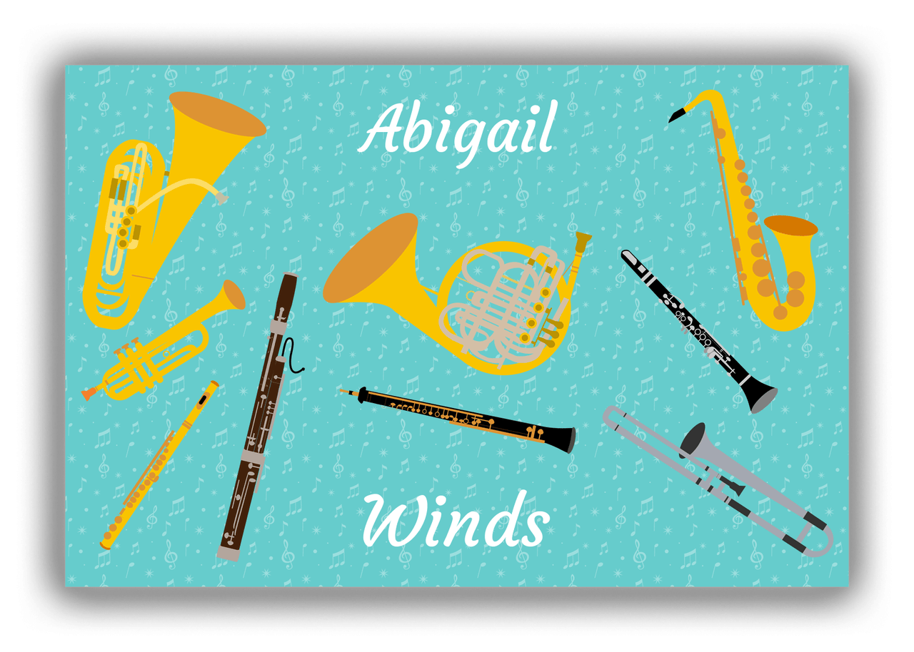 Personalized School Band Canvas Wrap & Photo Print X - Teal Background - Front View