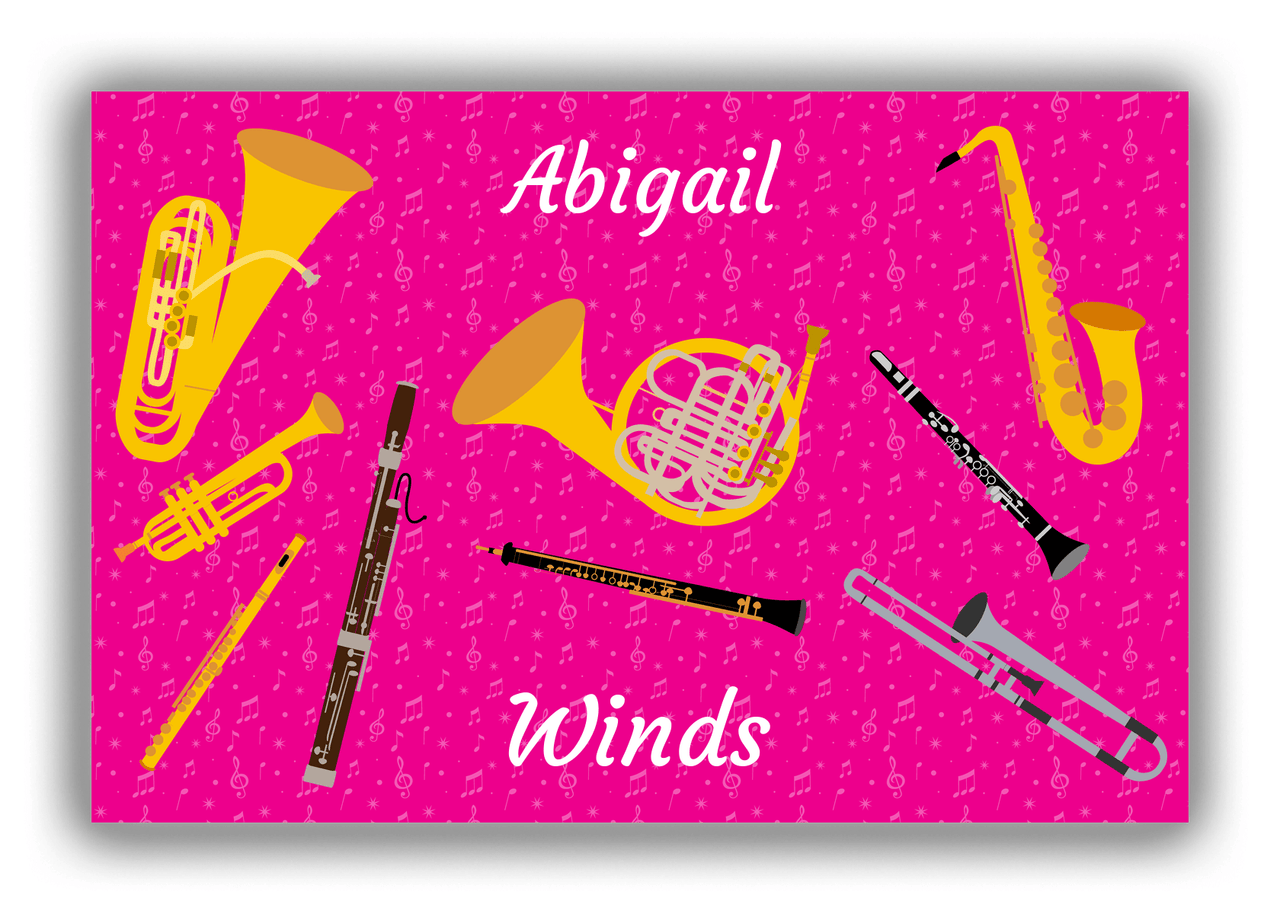 Personalized School Band Canvas Wrap & Photo Print X - Pink Background - Front View