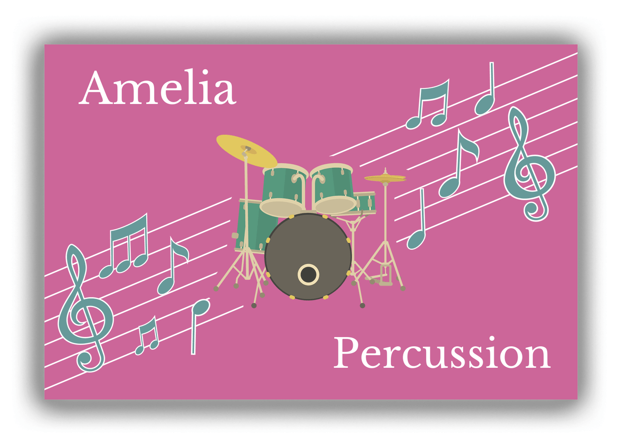 Personalized School Band Canvas Wrap & Photo Print XIV - Pink Background - Percussion I - Front View