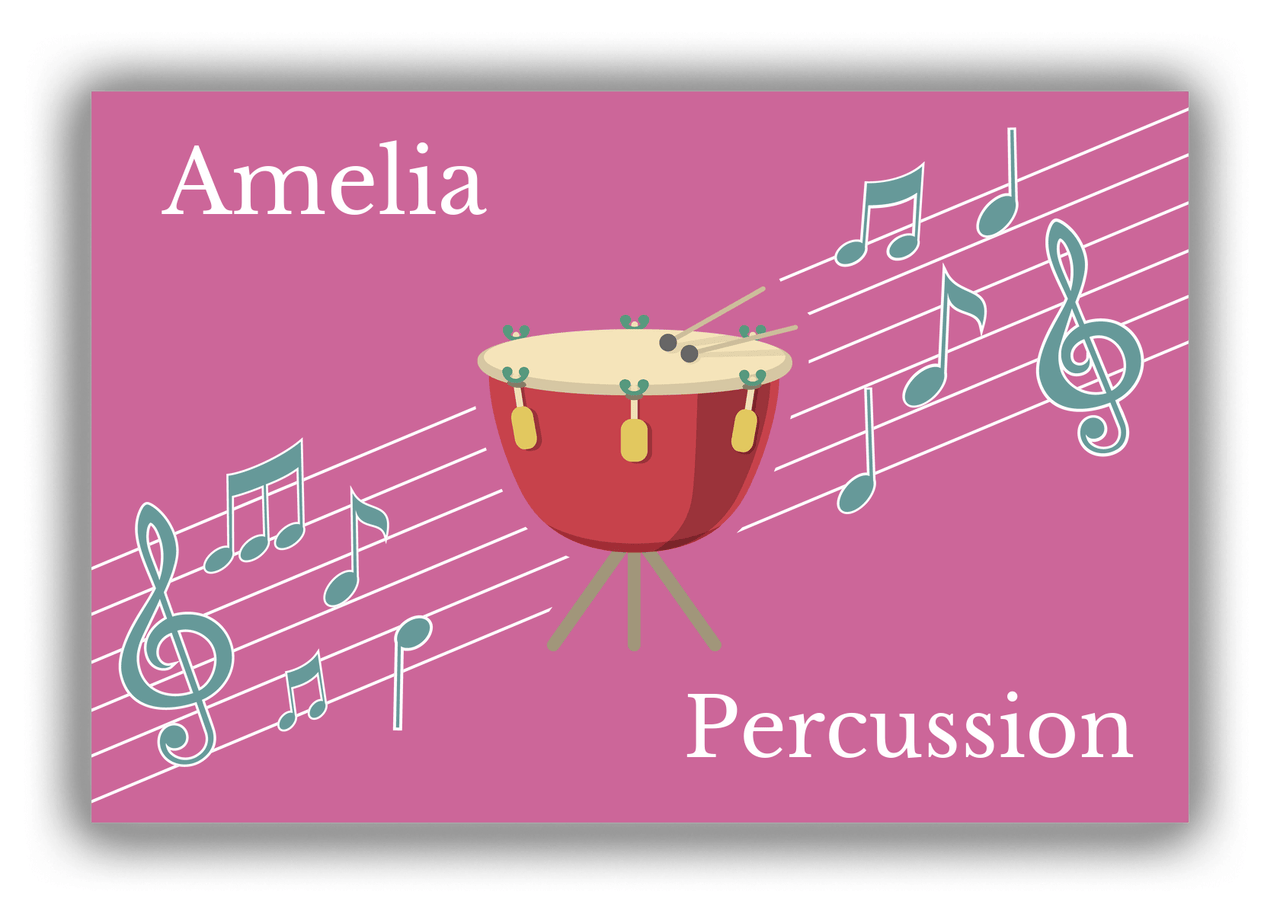 Personalized School Band Canvas Wrap & Photo Print XIV - Pink Background - Percussion III - Front View