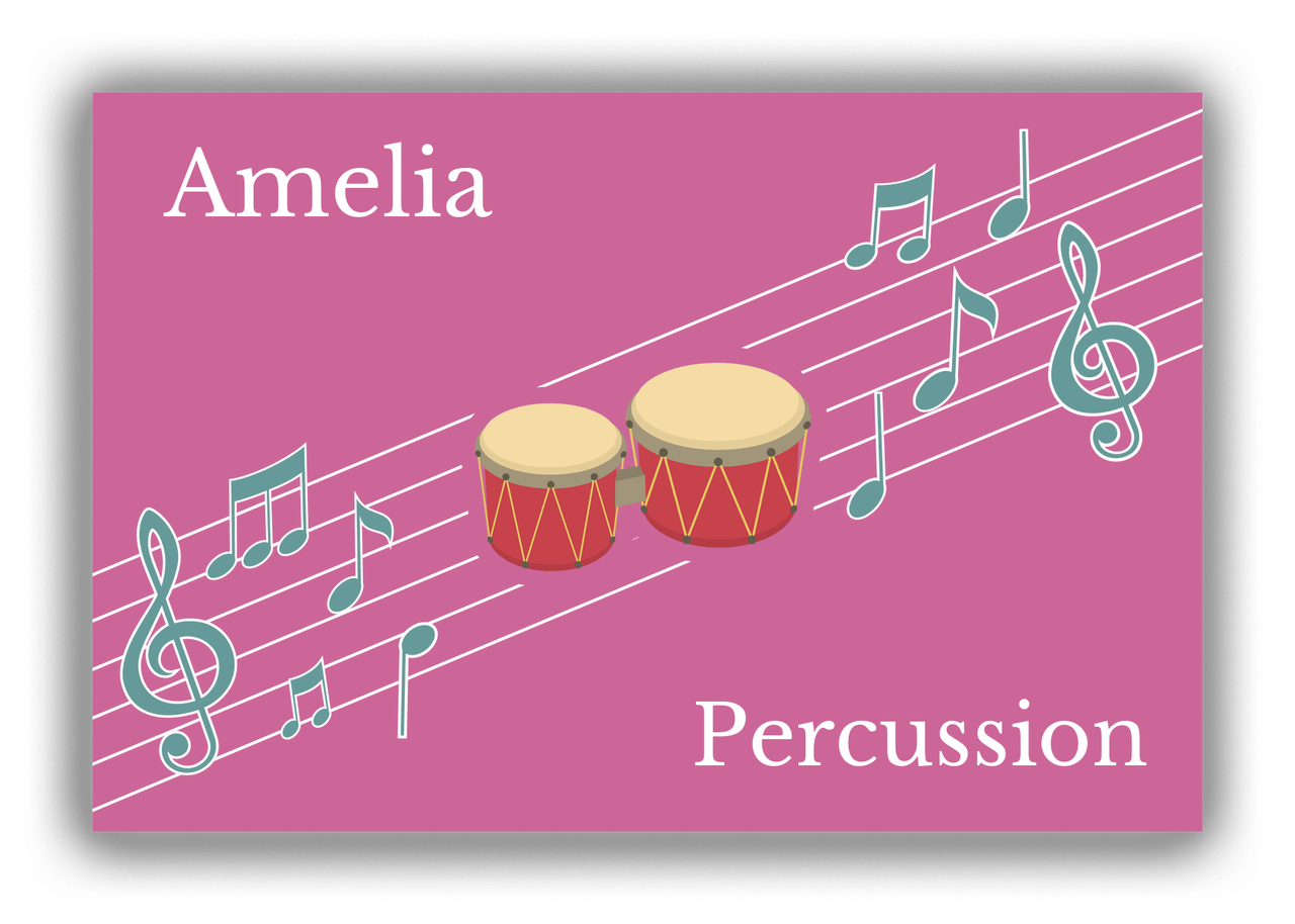 Personalized School Band Canvas Wrap & Photo Print XIV - Pink Background - Percussion VIII - Front View