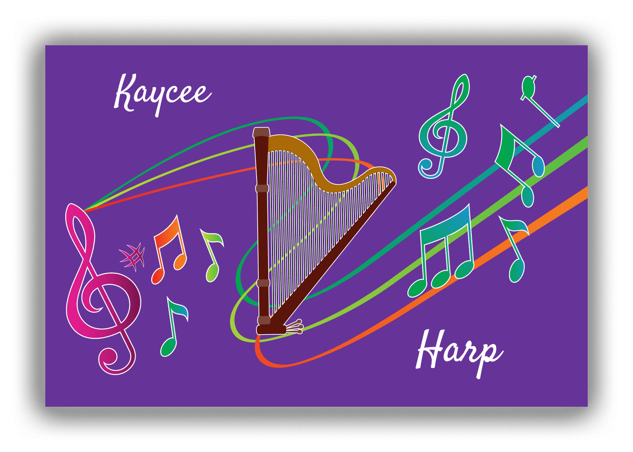 Personalized School Band Canvas Wrap & Photo Print XVIII - Purple Background - Harp - Front View