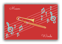 Thumbnail for Personalized School Band Canvas Wrap & Photo Print XIX - Red Background - Trombone - Front View