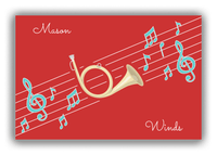 Thumbnail for Personalized School Band Canvas Wrap & Photo Print XIX - Red Background - Natural French Horn - Front View