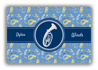 Thumbnail for Personalized School Band Canvas Wrap & Photo Print XX - Blue Background - French Horn II - Front View
