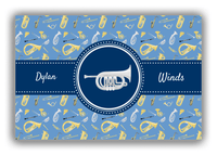Thumbnail for Personalized School Band Canvas Wrap & Photo Print XX - Blue Background - Piccolo Trumpet - Front View