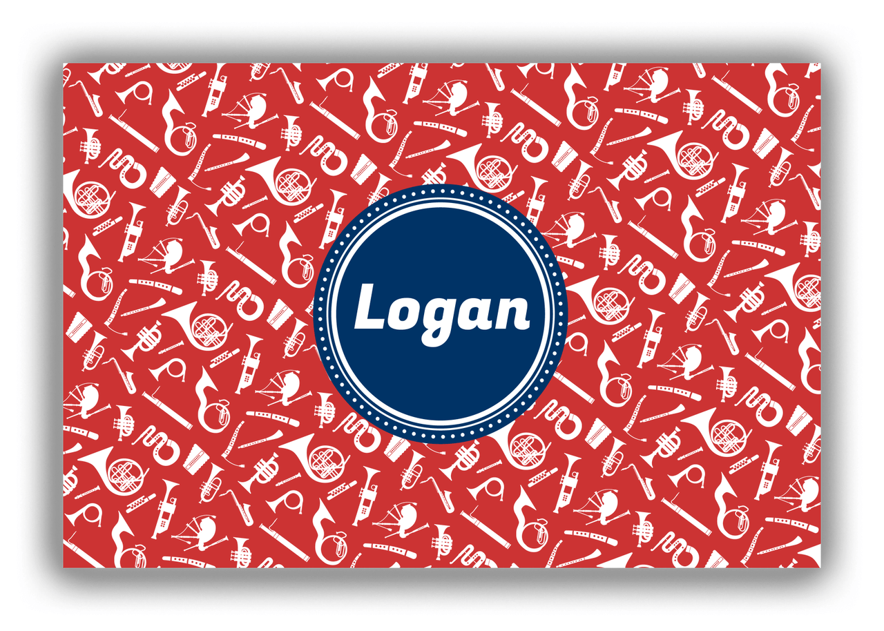 Personalized School Band Canvas Wrap & Photo Print XXII - Red Background - Circle Nameplate - Front View