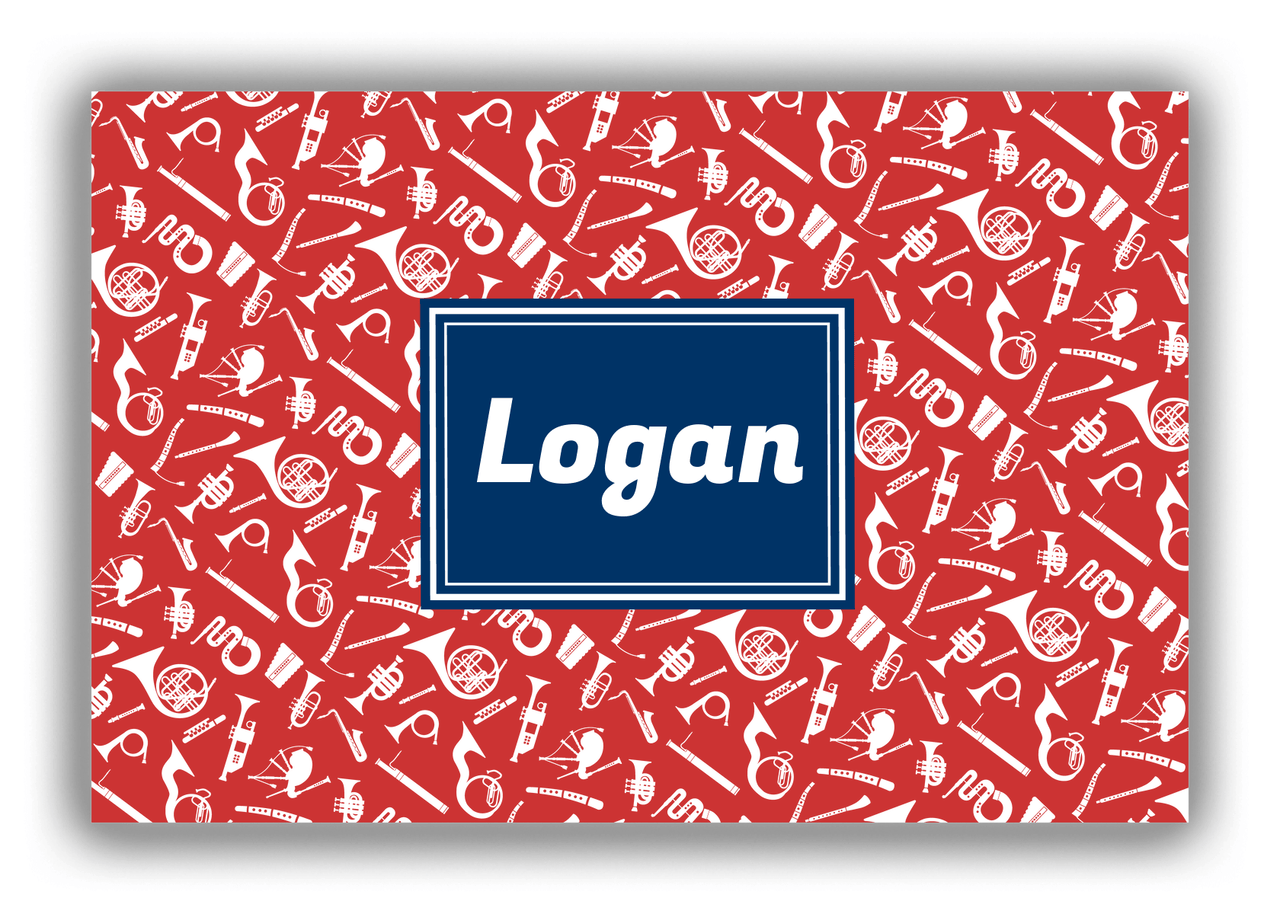 Personalized School Band Canvas Wrap & Photo Print XXII - Red Background - Rectangle Nameplate - Front View