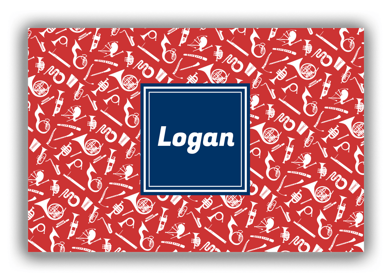 Personalized School Band Canvas Wrap & Photo Print XXII - Red Background - Square Nameplate - Front View