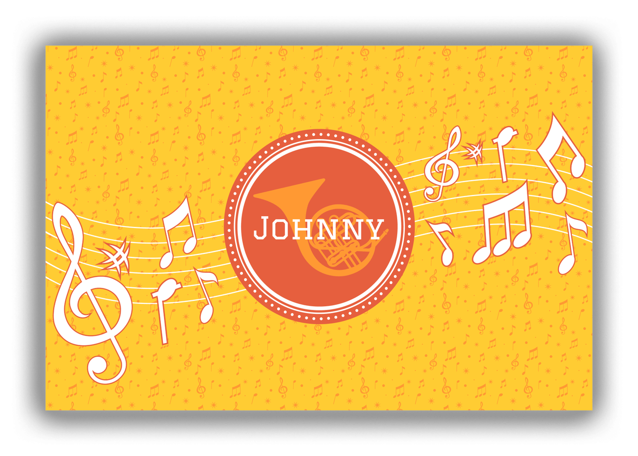 Personalized School Band Canvas Wrap & Photo Print XXIII - Yellow Background - French Horn - Front View