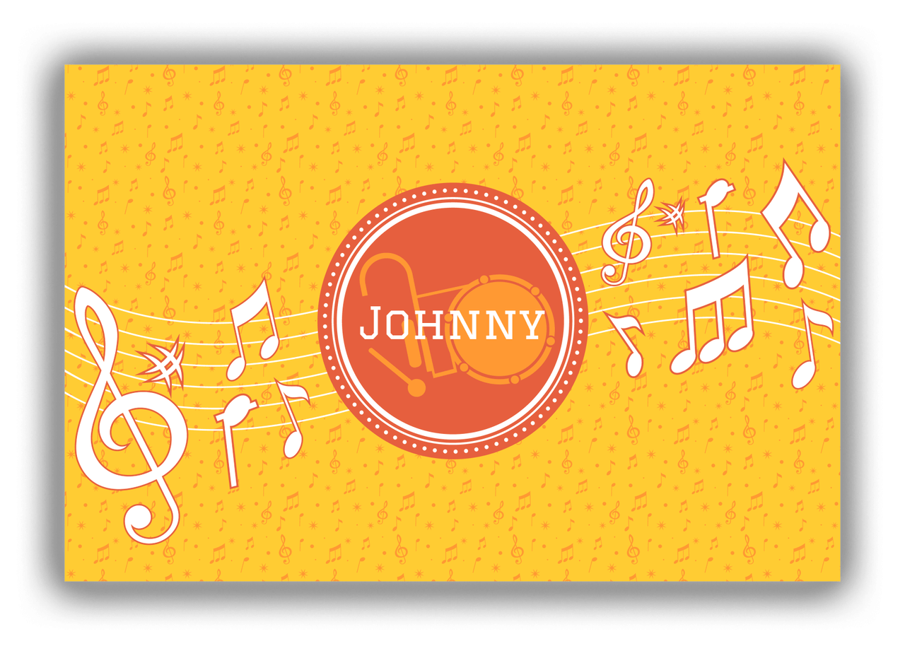 Personalized School Band Canvas Wrap & Photo Print XXIII - Yellow Background - Marching Drum - Front View