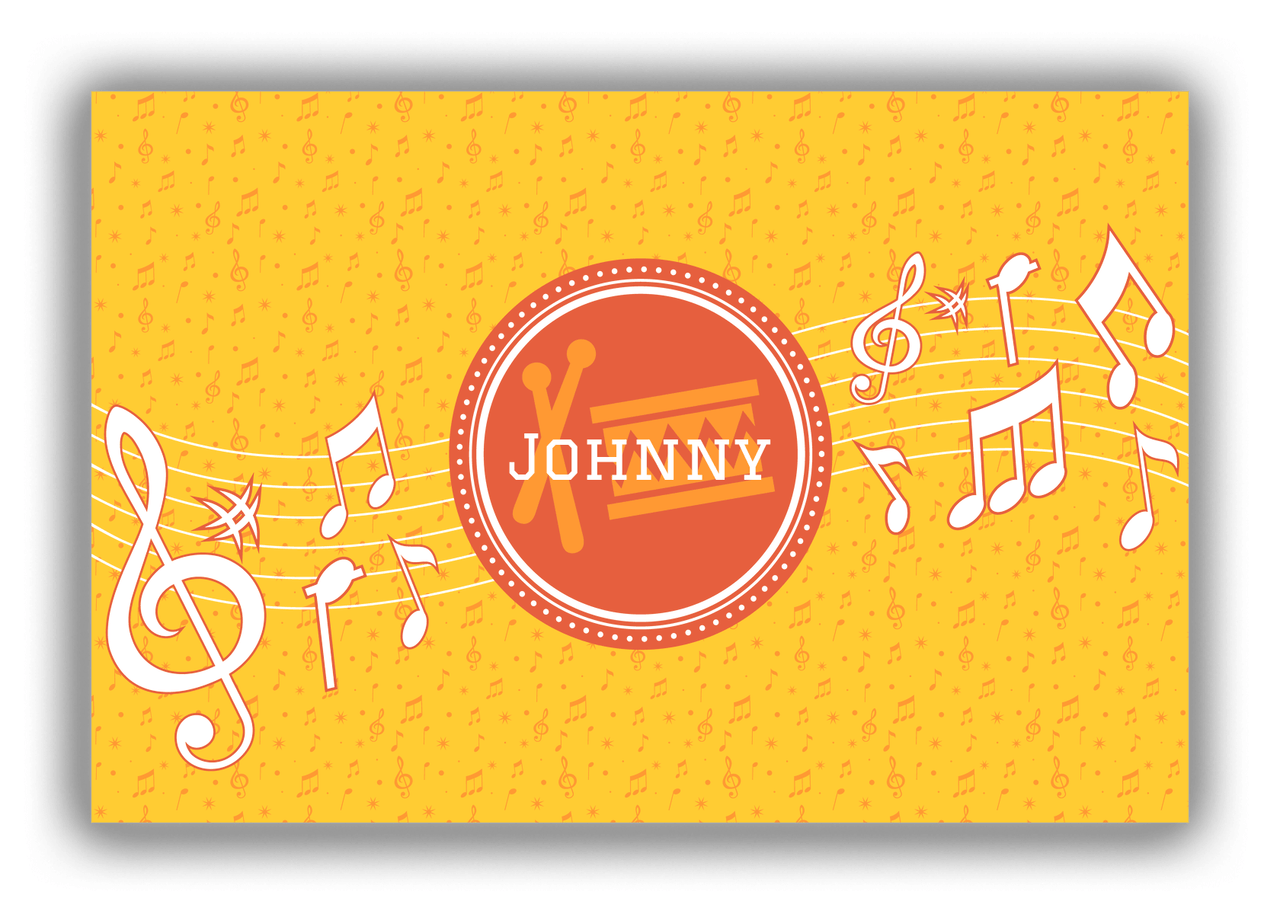 Personalized School Band Canvas Wrap & Photo Print XXIII - Yellow Background - Drum - Front View
