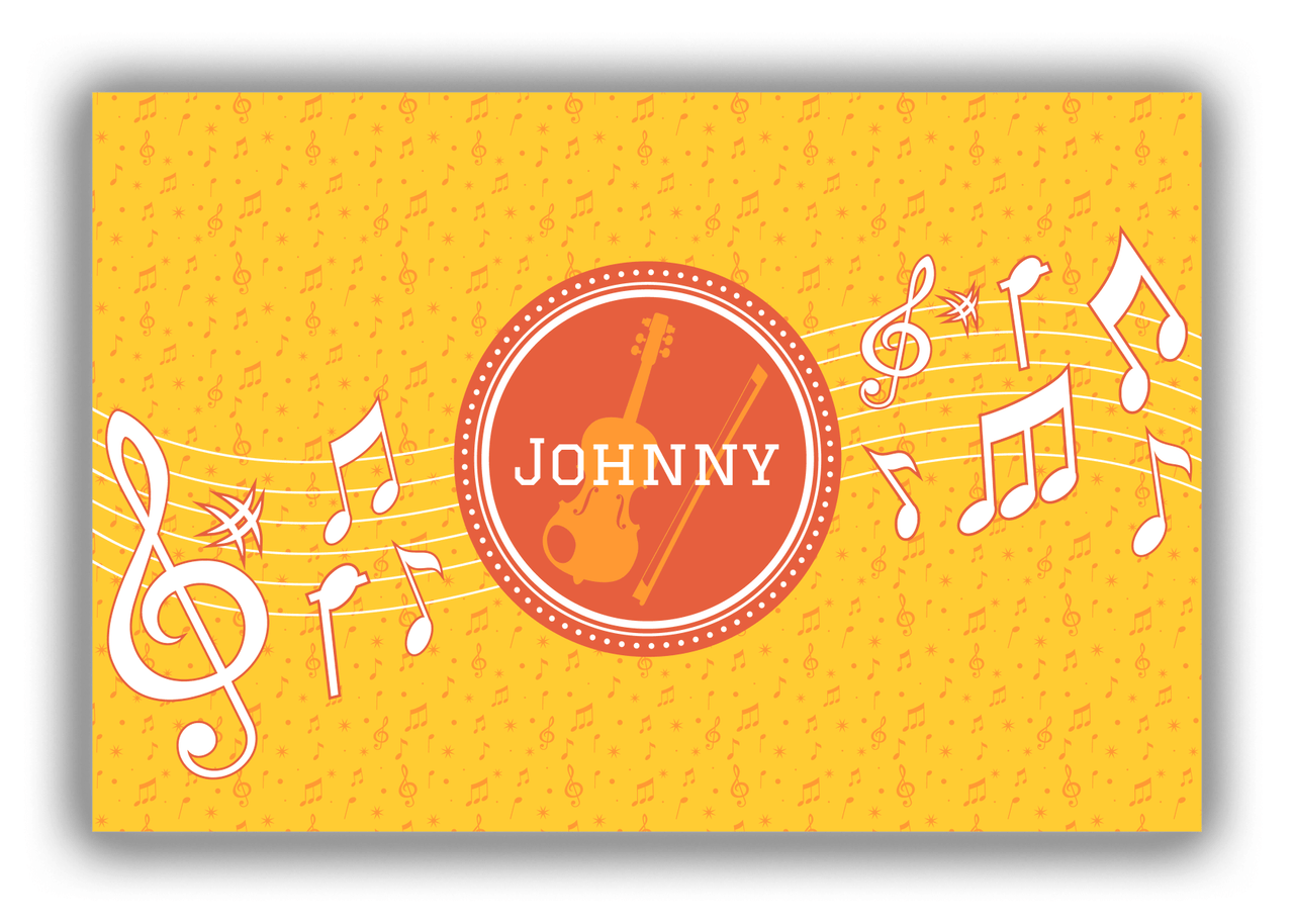 Personalized School Band Canvas Wrap & Photo Print XXIII - Yellow Background - Violin - Front View