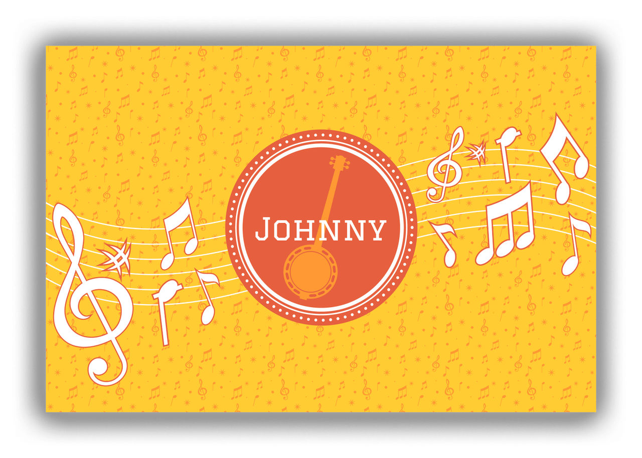 Personalized School Band Canvas Wrap & Photo Print XXIII - Yellow Background - Banjo - Front View