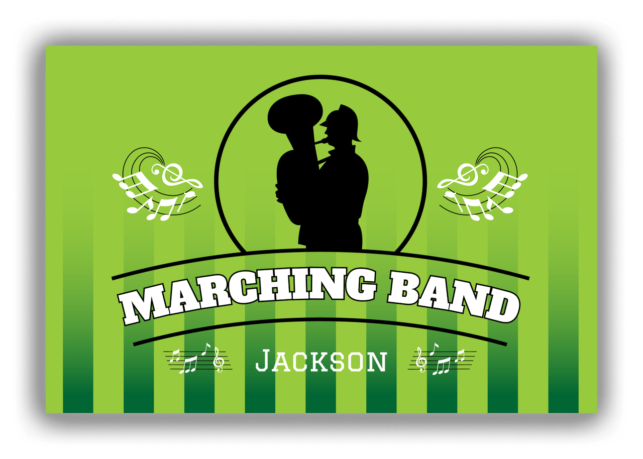 Personalized School Band Canvas Wrap & Photo Print XXIV - Green Background - Musician II - Front View