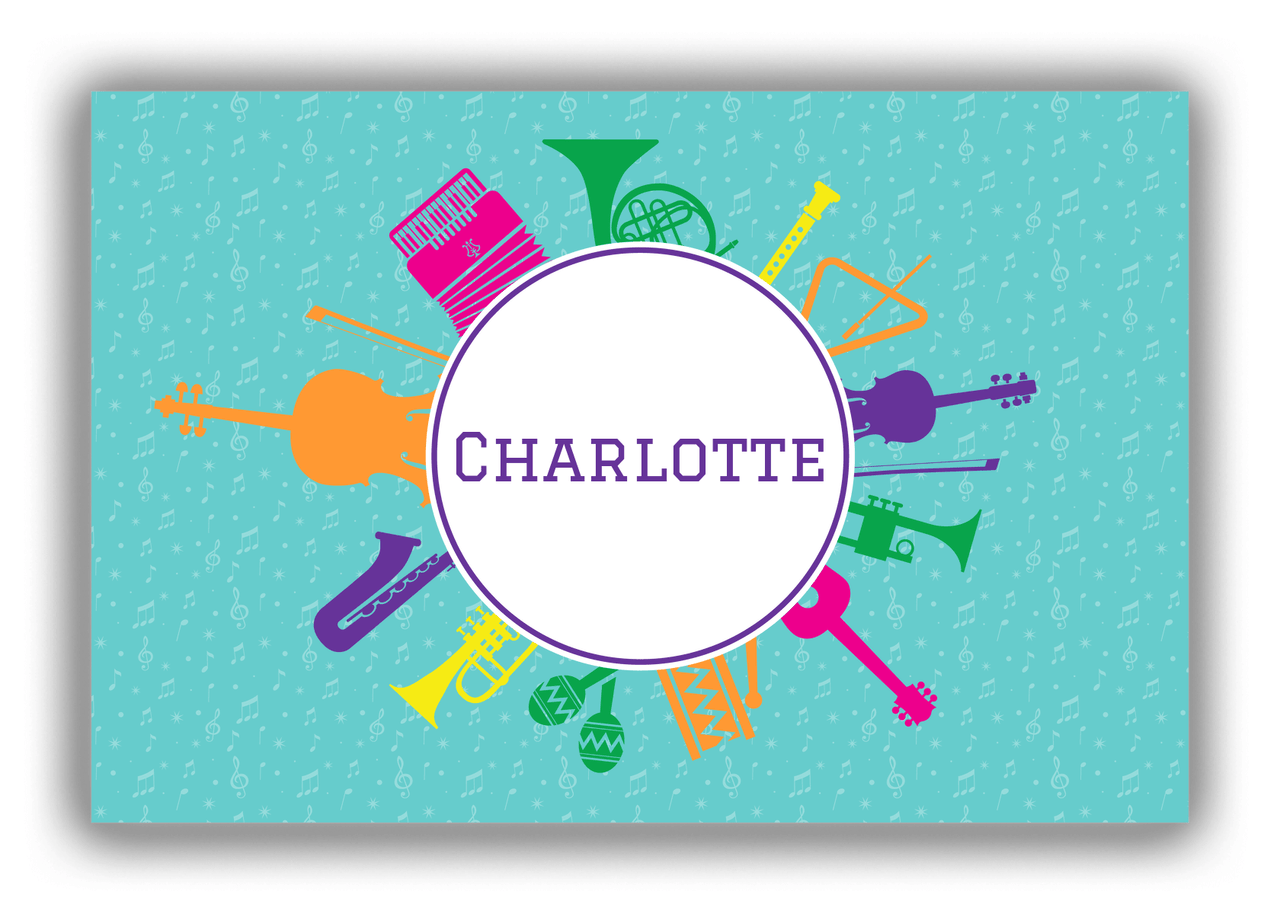 Personalized School Band Canvas Wrap & Photo Print XXVII - Teal Background - Front View