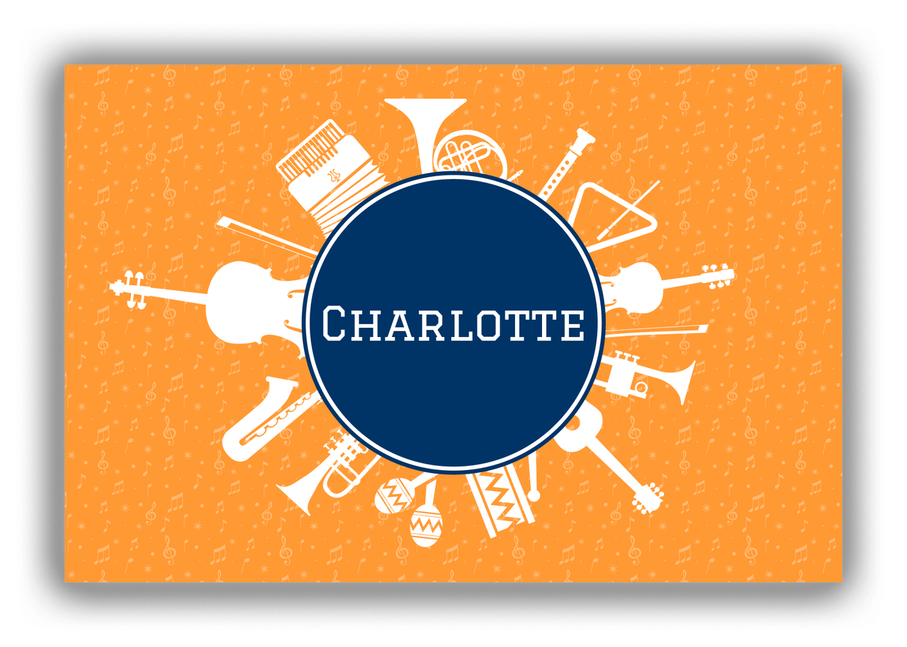 Personalized School Band Canvas Wrap & Photo Print XXVII - Orange Background - Front View