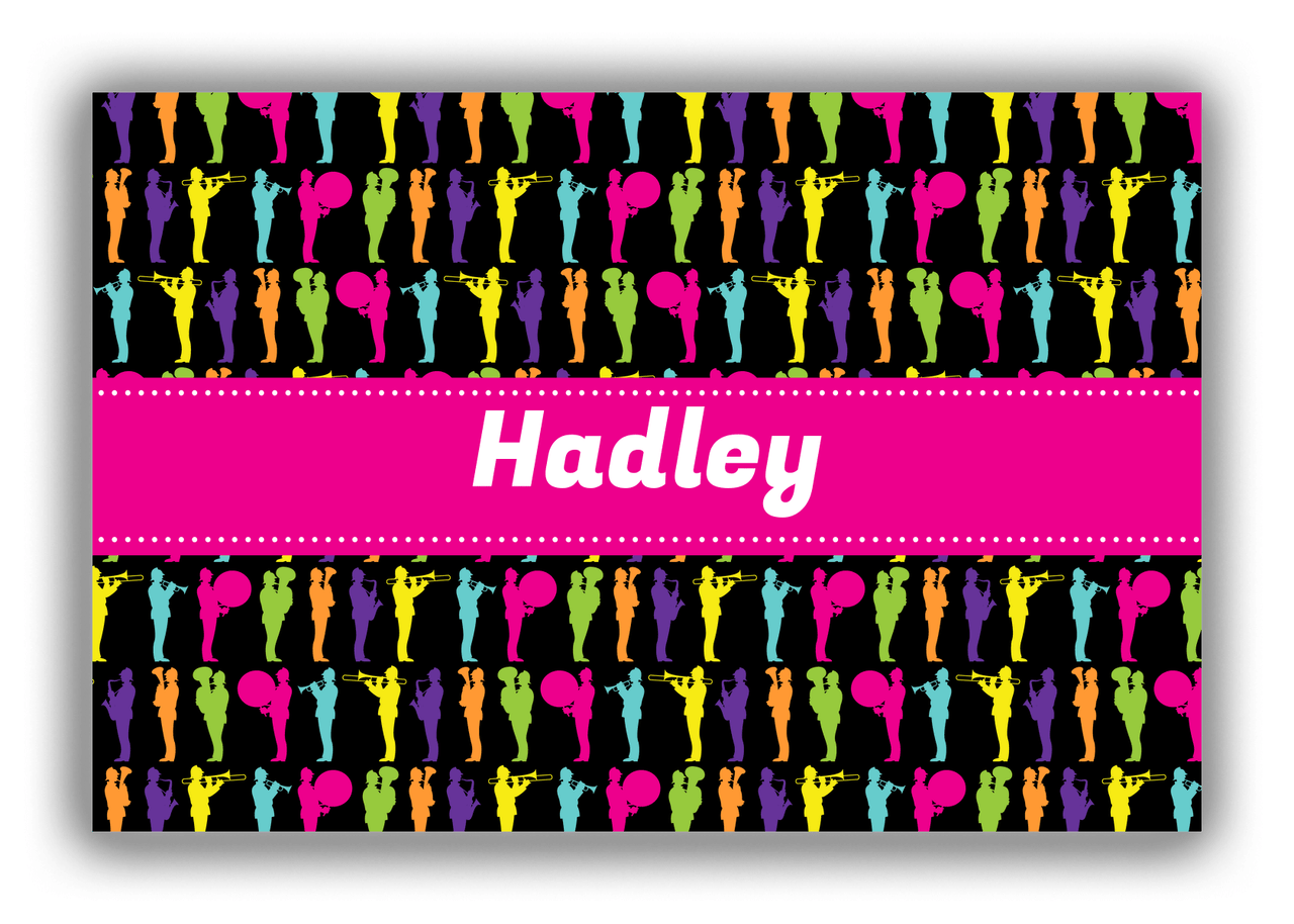 Personalized School Band Canvas Wrap & Photo Print XXX - Black Background - Ribbon Nameplate - Front View