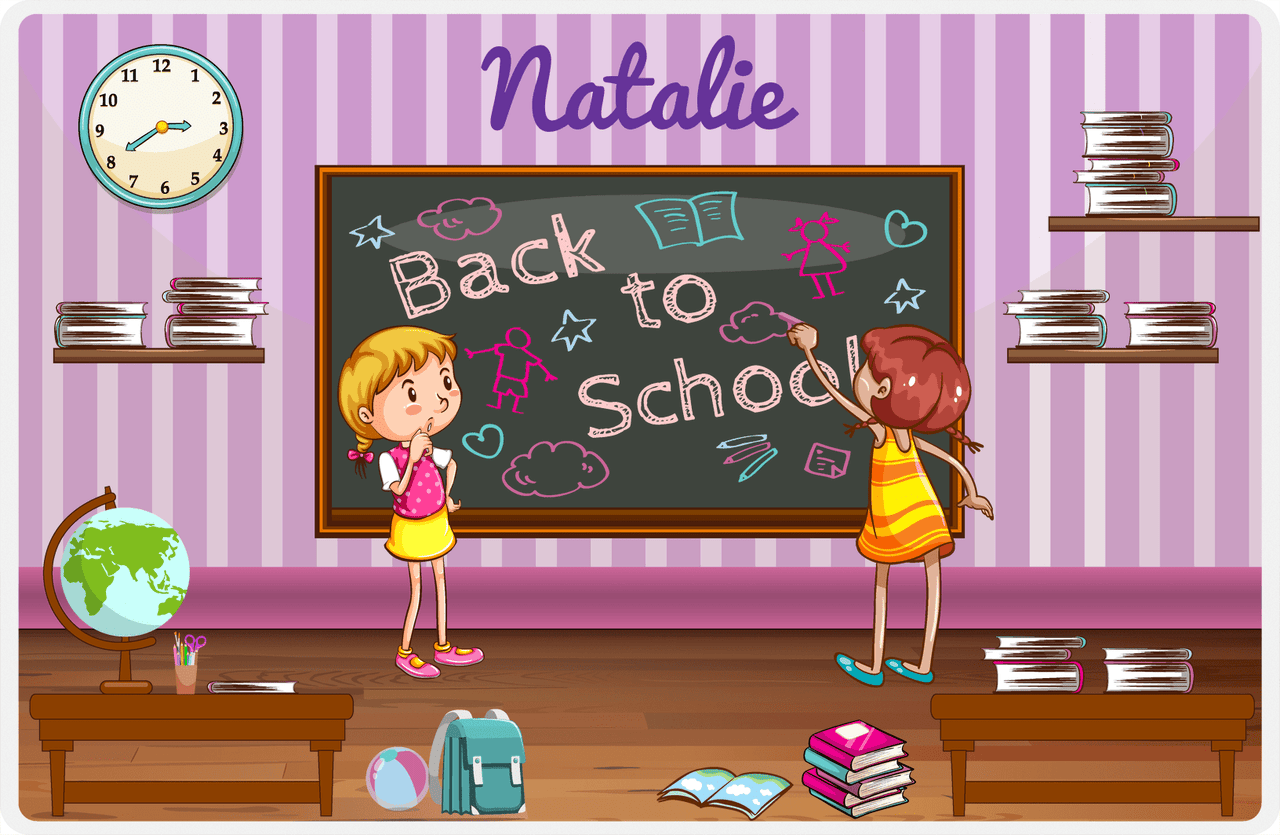 Personalized School Teacher Placemat X - Back to School - Purple Background -  View