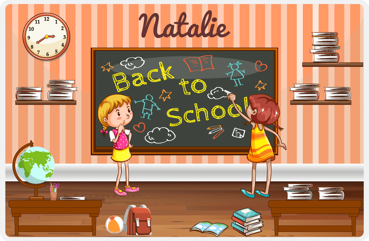 Personalized School Teacher Placemat X - Back to School - Orange Background -  View