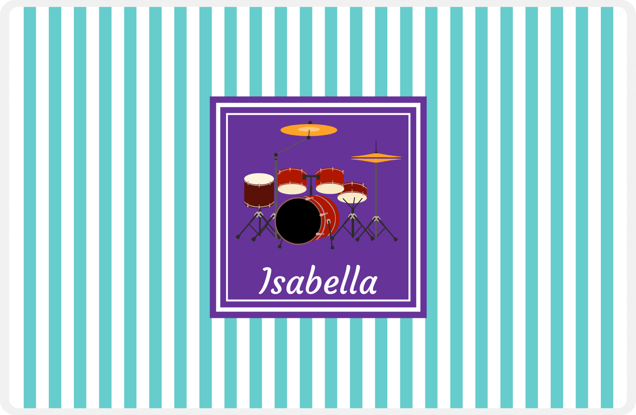 Personalized School Band Placemat I - Teal Background - Drum Kit -  View