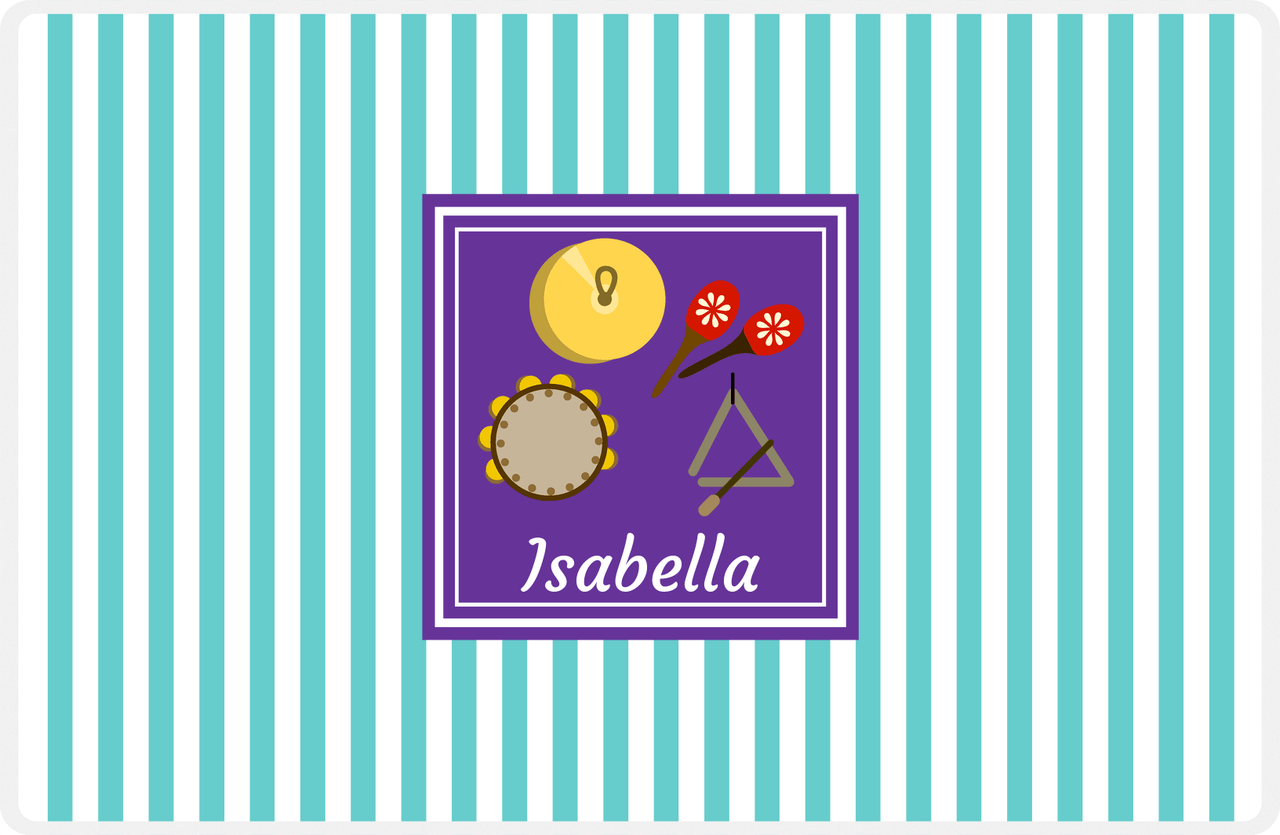 Personalized School Band Placemat I - Teal Background - Hand Percussion -  View