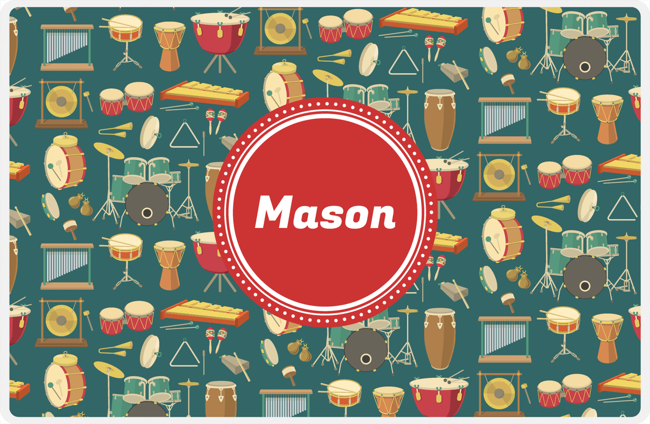 Personalized School Band Placemat II - Green Background - Circle Nameplate -  View