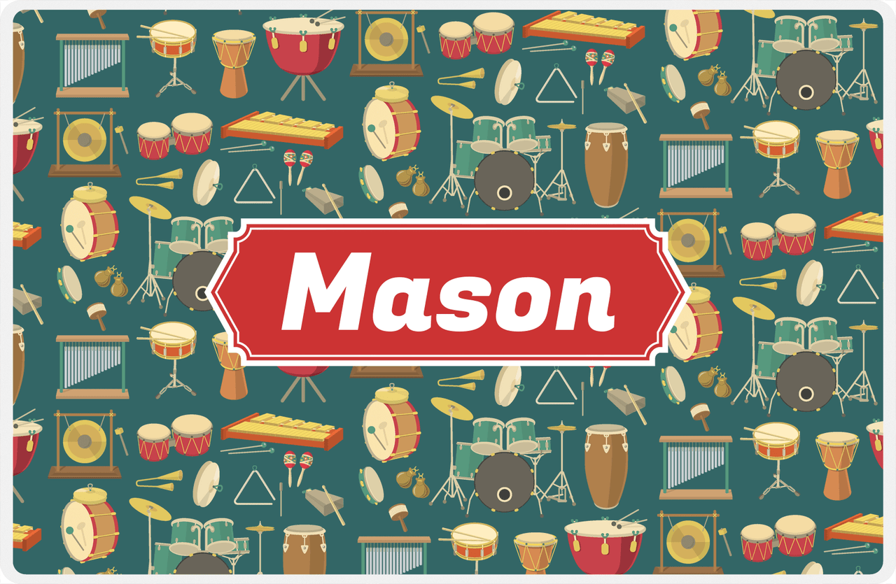 Personalized School Band Placemat II - Green Background - Decorative Rectangle Nameplate -  View
