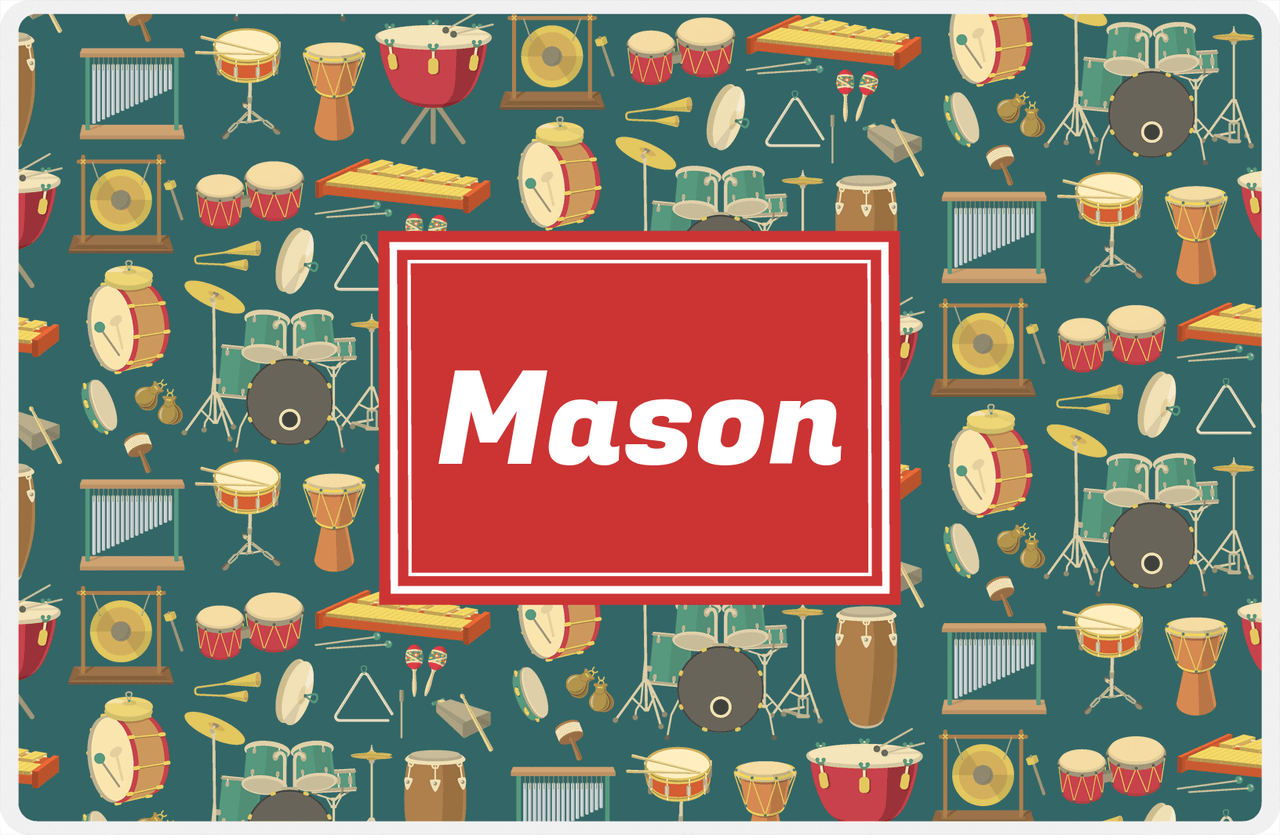 Personalized School Band Placemat II - Green Background - Rectangle Nameplate -  View