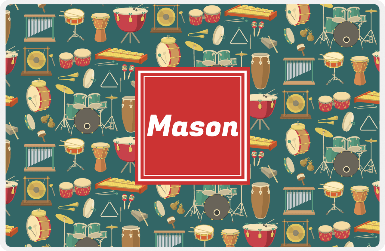 Personalized School Band Placemat II - Green Background - Square Nameplate -  View