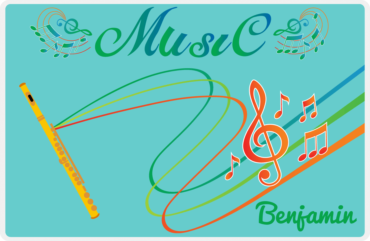 Personalized School Band Placemat IV - Teal Background - Flute -  View