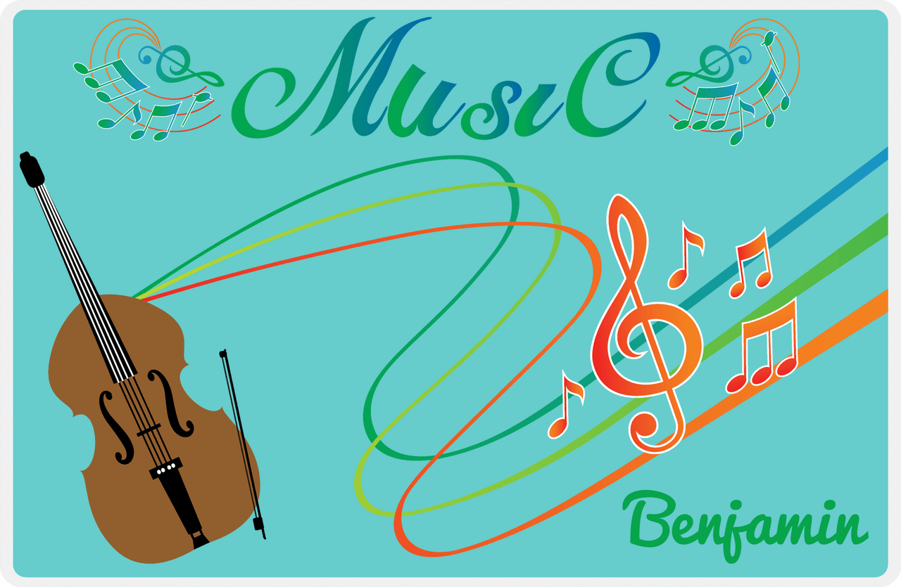Personalized School Band Placemat IV - Teal Background - Bass -  View