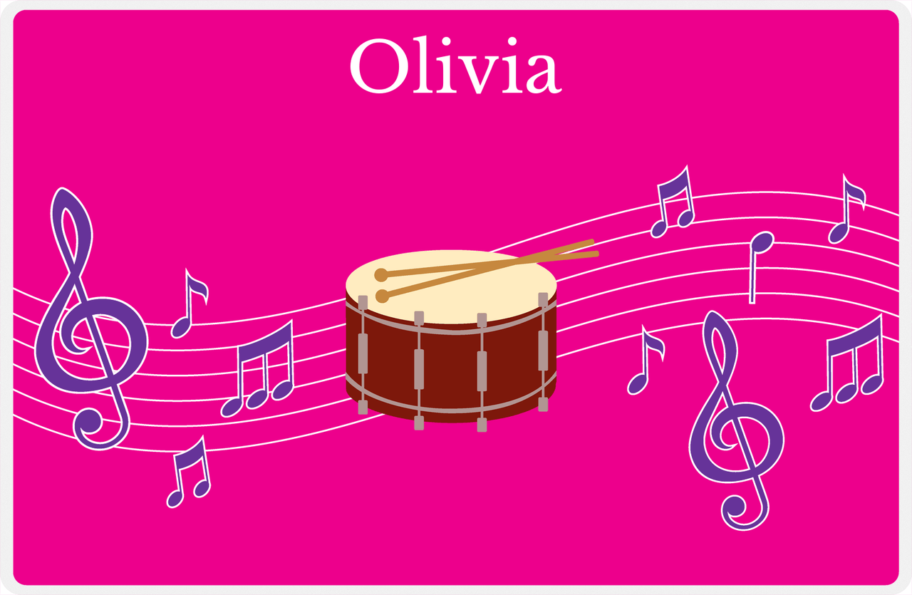 Personalized School Band Placemat V - Pink Background - Snare -  View