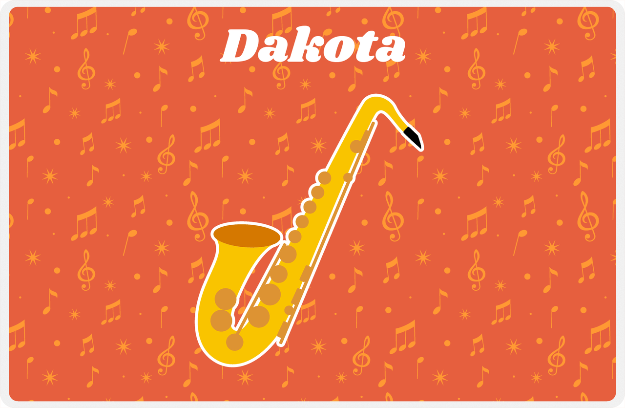 Personalized School Band Placemat VII - Orange Background - Alto Sax -  View
