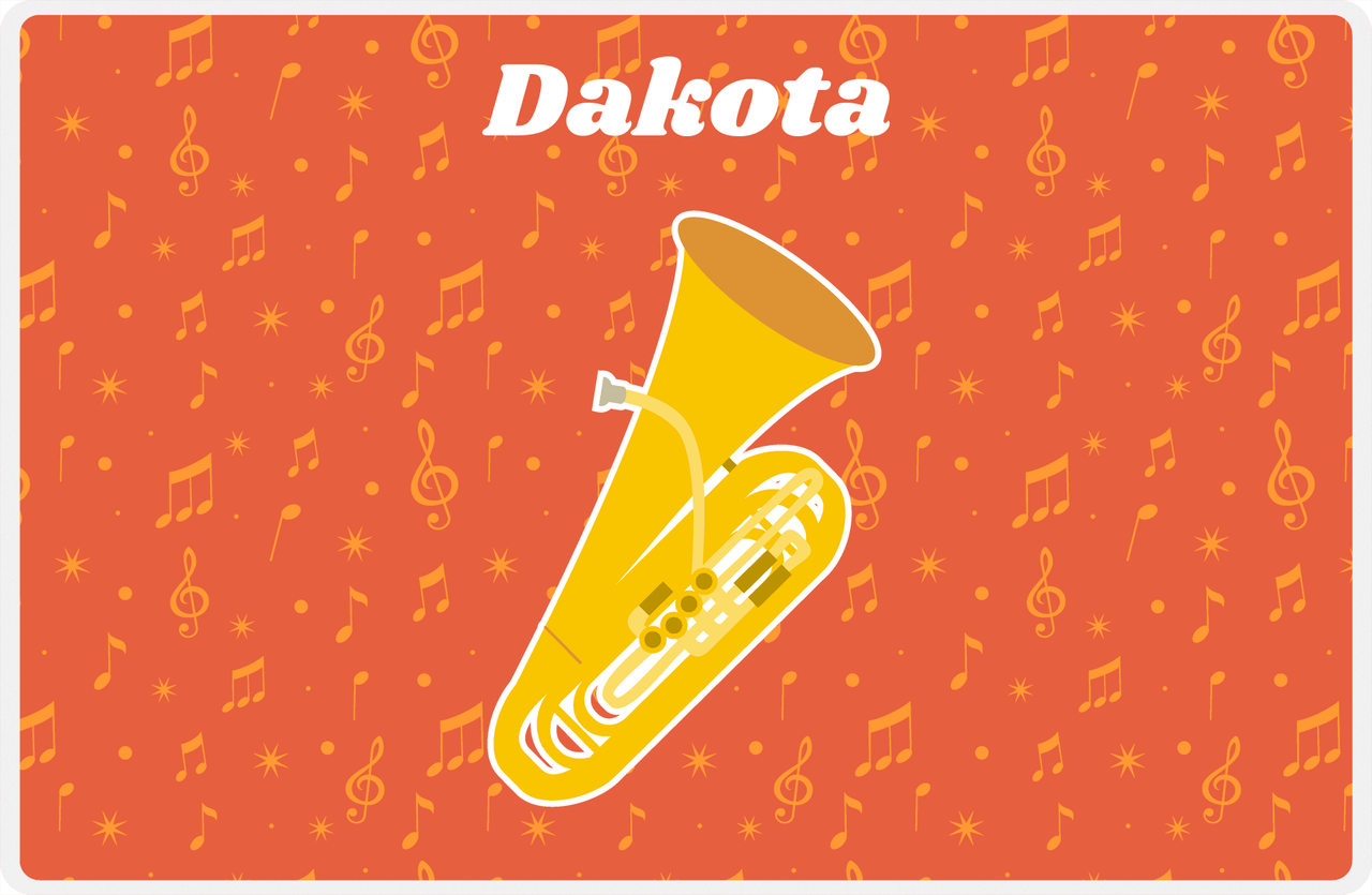 Personalized School Band Placemat VII - Orange Background - Baritone -  View