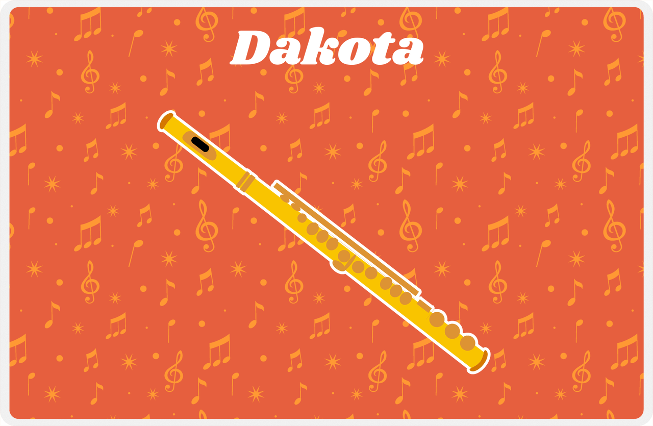 Personalized School Band Placemat VII - Orange Background - Flute -  View
