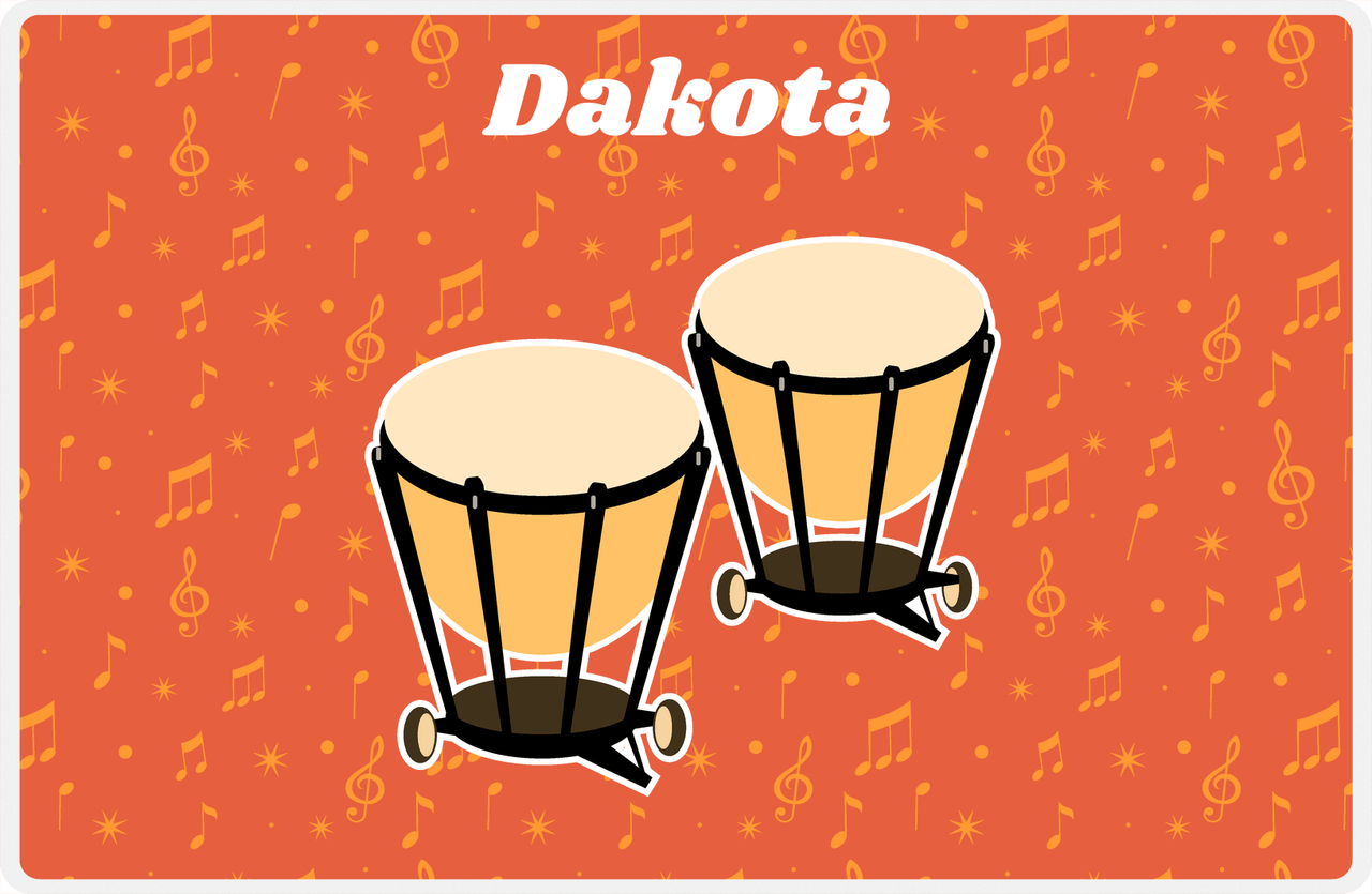 Personalized School Band Placemat VII - Orange Background - Timpani -  View
