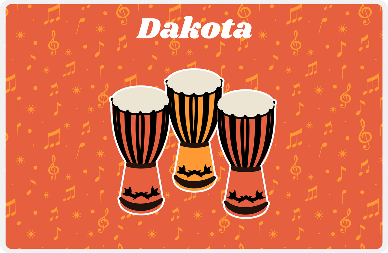 Personalized School Band Placemat VII - Orange Background - Congas -  View