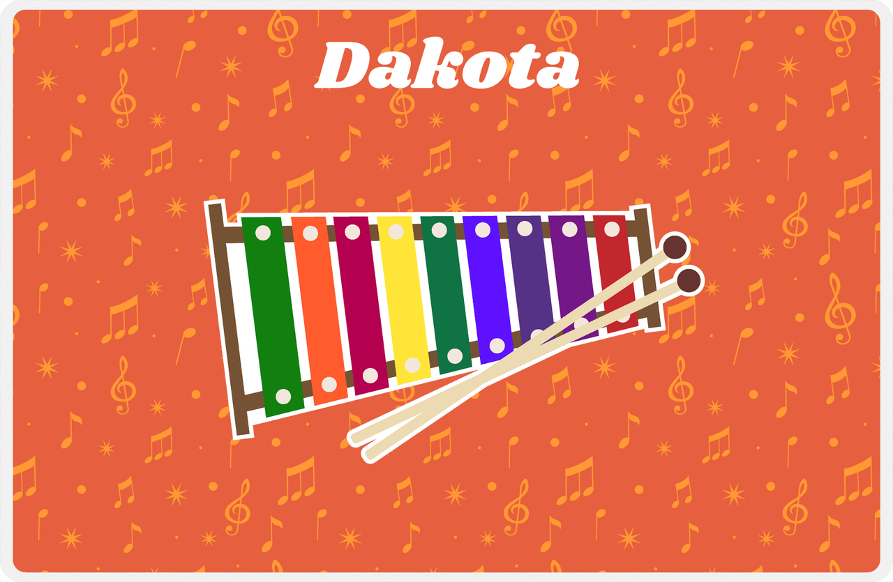 Personalized School Band Placemat VII - Orange Background - Xylophone -  View