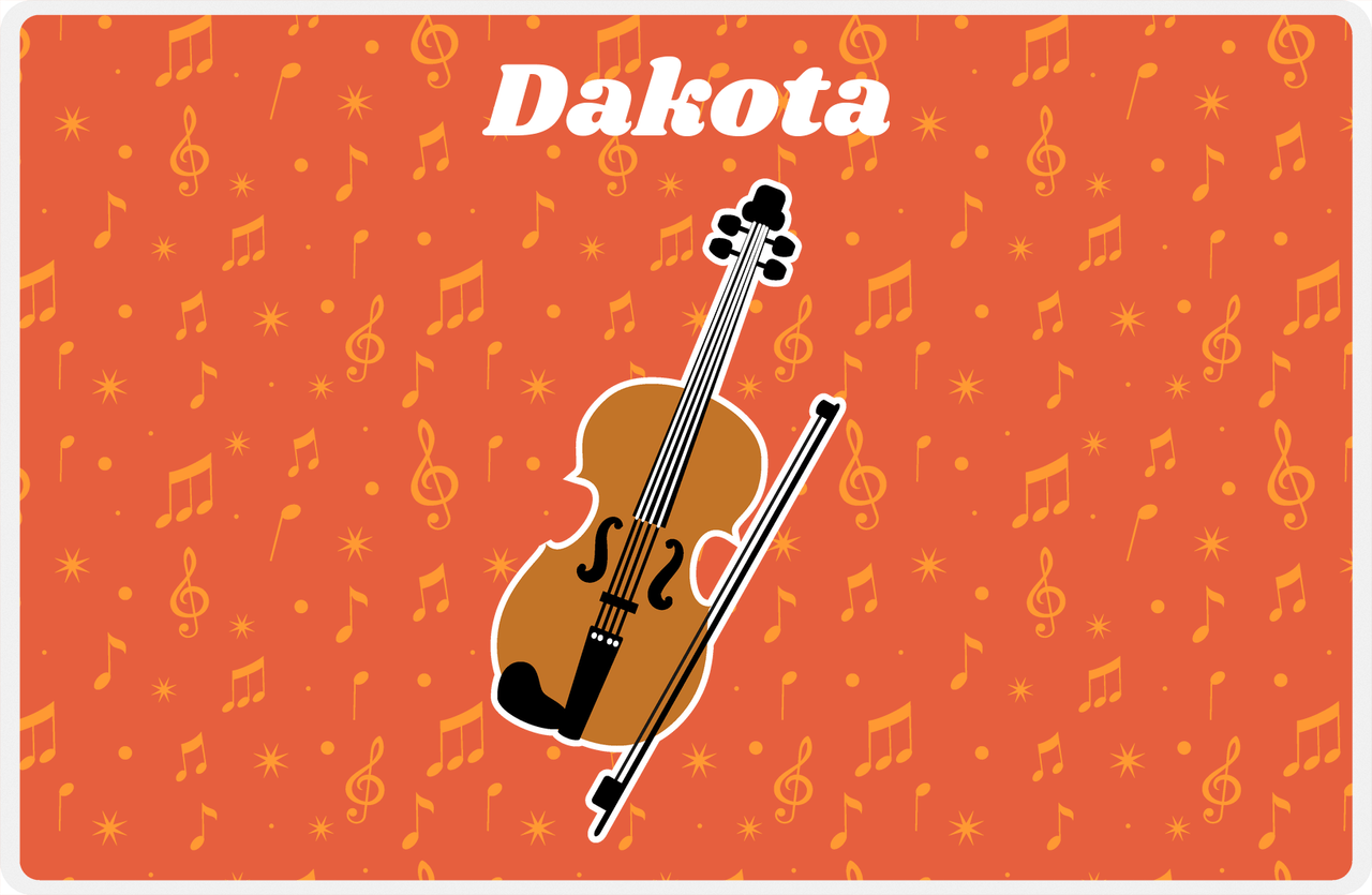 Personalized School Band Placemat VII - Orange Background - Violin -  View