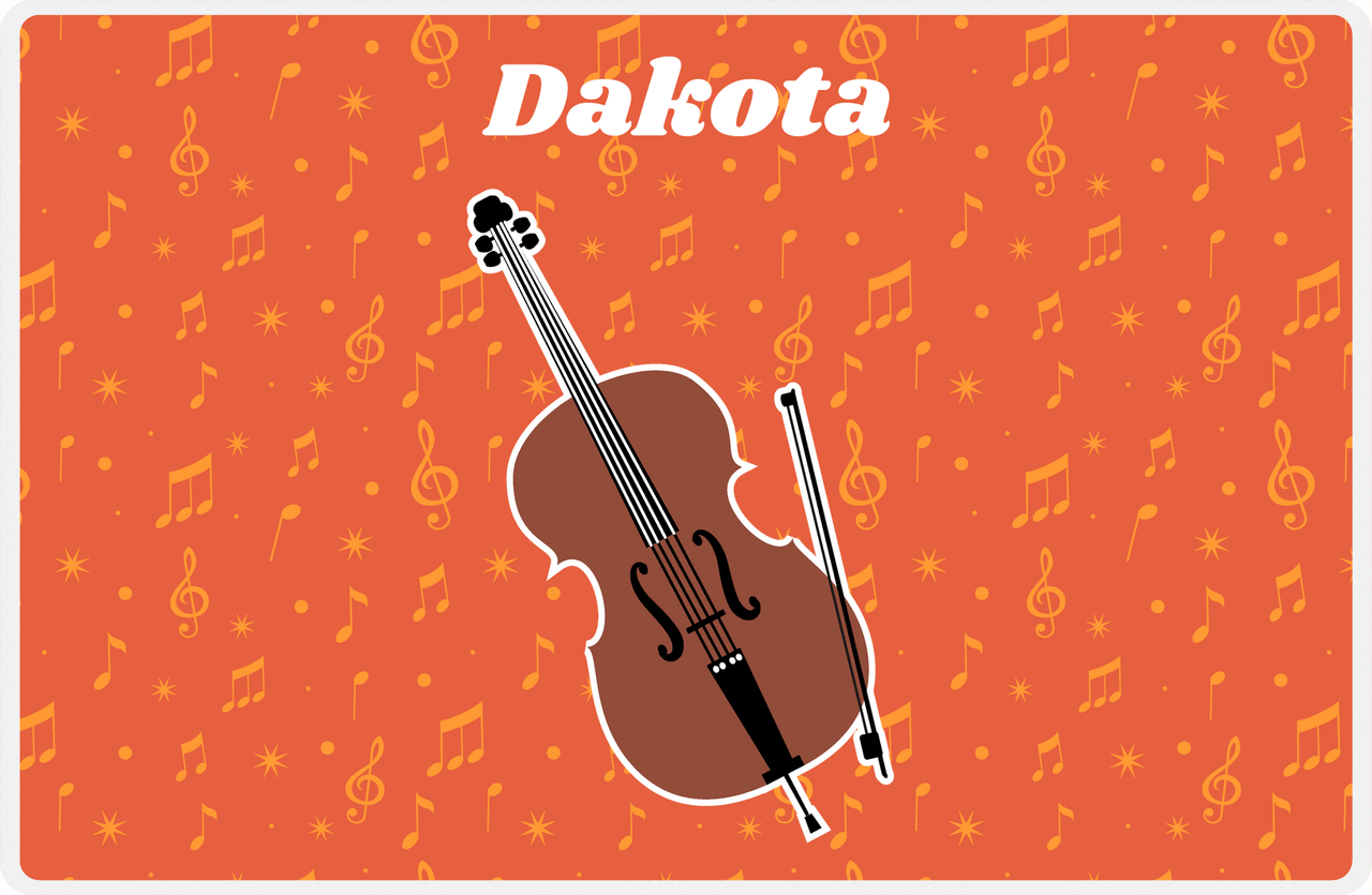 Personalized School Band Placemat VII - Orange Background - Cello -  View