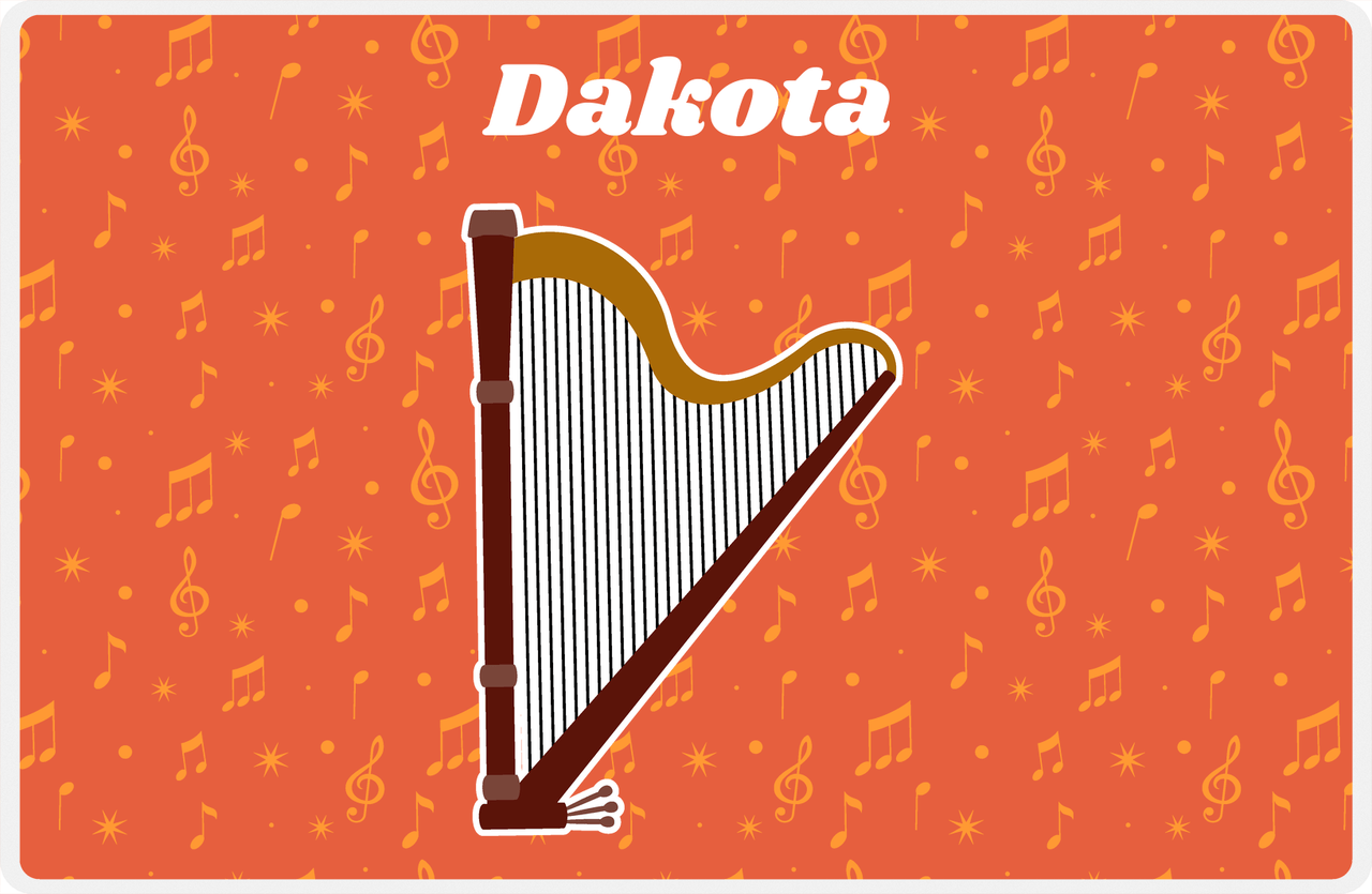 Personalized School Band Placemat VII - Orange Background - Harp -  View