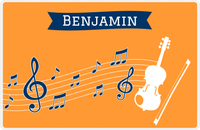 Thumbnail for Personalized School Band Placemat XI - Orange Background - Violin -  View