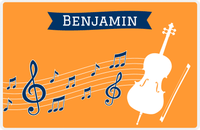 Thumbnail for Personalized School Band Placemat XI - Orange Background - Cello -  View